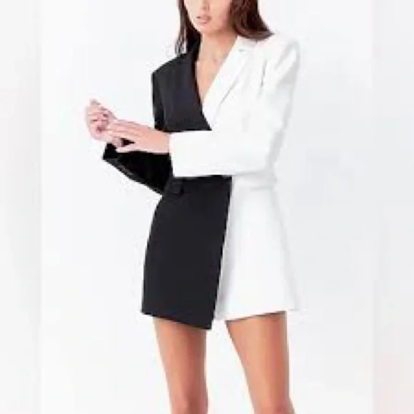 Endless Rose Black and White Romper Blazer - Picture 2 of 4